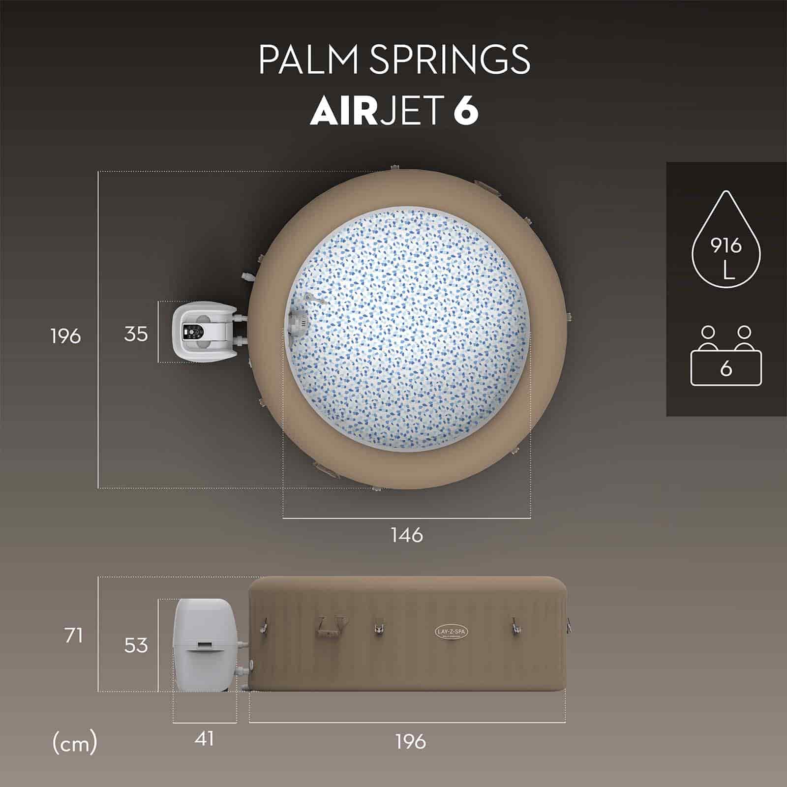 Spa insuflável hidromassagem 4-6 p. Lay-Z-Spa Palm Springs