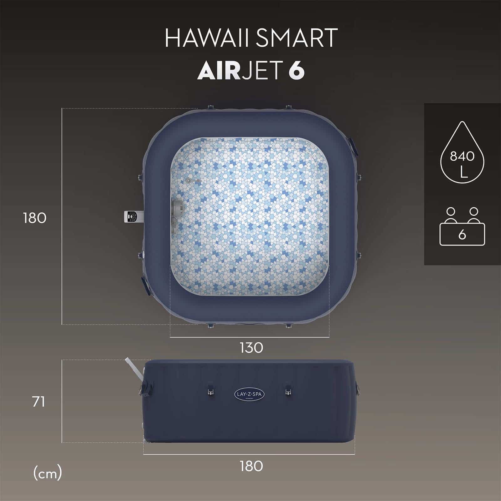 Spa insuflável hidromassagem 4-6 p. Lay-Z-Spa Hawaii Smart