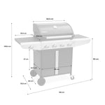 Barbecue a gás de 5 queimadores com 1 fogo lateral