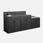 Cozinha exterior com 3 módulos em aço inoxidável